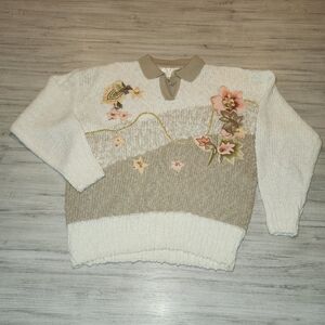 Vintage Needles And Yarn Embroidered/Beaded Sweater Women's Size Large B4
